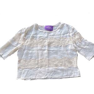 European Couture 100% Silk Lace Top | Size S | Luxury Designer Piece